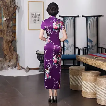 Plus Dimensiune 4XL 5XL 6XL Cheongsam Violet Stil Tradițional Chinezesc Femei Rochie Lunga Doamnă Elegant Slim Raionul Qipao Vara Vestidos