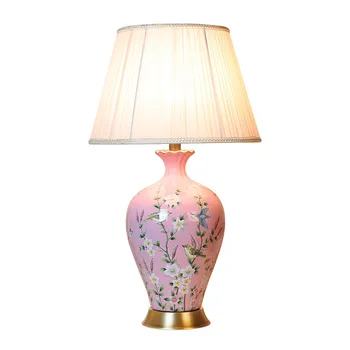 Pastorală Roz Chineză Material Ceramic E27 Lampă de Masă Dimmer Pentru Nunta Deco Camera de zi Dormitor Sec 62cm 1487