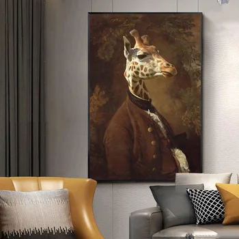 Girafa în Rochie Clasica Panza Picturi Pe Perete Postere de Arta, Printuri și Portretul D-Girafa Canvas Wall Art Imagini