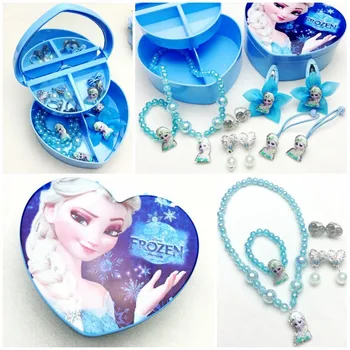 Disney Congelate pentru Copii Accesorii papusa Princess Set Bijuterii de Păr Box Set Colier Bratara Inel Bijuterii