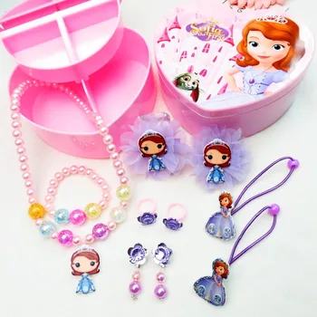 Disney Congelate pentru Copii Accesorii papusa Princess Set Bijuterii de Păr Box Set Colier Bratara Inel Bijuterii