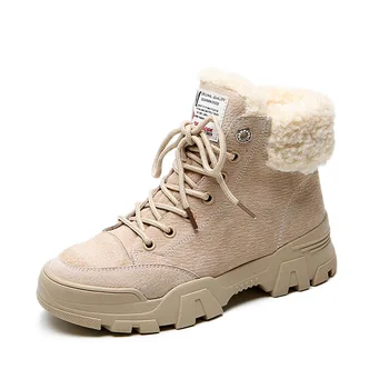 Fujin Femei Cizme de Iarna Cald Glezna Cizme Dantela-Up Papuceii Blana de Pluș Pantofi Confortabil Iarna pentru Femei Cizme de Zăpadă