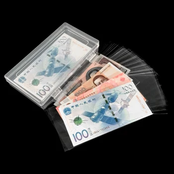 Behogar 100buc Bani de Hârtie Album Bancnote Monede Album Monedă de Colectare Mâneci Protector Sac de Bani Titular cu Cutie de Depozitare
