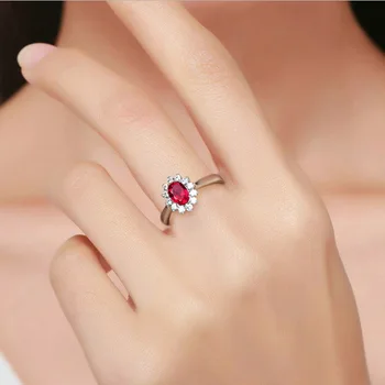 14k Aur a Crescut de Lux Ruby Inel Pentru Femei Forma de Floare Roșu Piatră prețioasă Inele de Diamant Zircon Bijuterii Fine Petrecere de Nunta Inel