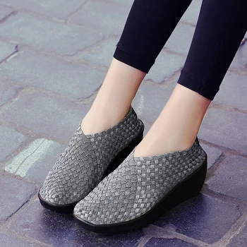 Moda Pantofi Țesute De Femei Respirabil De Înaltă Creștere Femei Pantofi Casual De Vara Pompe Slip Pe Doamna Mocasini Femei Încălțăminte