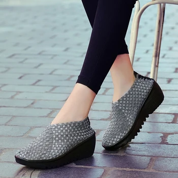 Moda Pantofi Țesute De Femei Respirabil De Înaltă Creștere Femei Pantofi Casual De Vara Pompe Slip Pe Doamna Mocasini Femei Încălțăminte