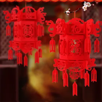 Felinare de Nunta Chineză Festivalul Lantern Decor Nunta Lampion Zburător Non-țesute Lanternei Roșii Decorative Lampa DIY