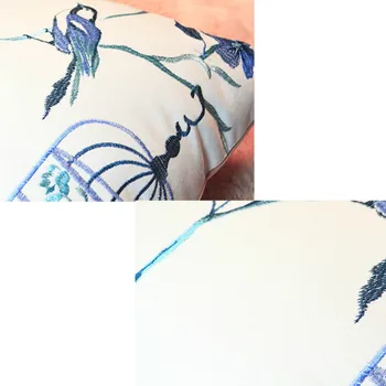 DUNXDECO față de Pernă Perna Decorativa Caz Moderne ChineseTraditional Blue Bird Flora Broderie de Bumbac Coussin Canapea Scaun