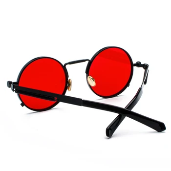 Kachawoo en-gros 6pcs rotund gotic steampunk ochelari de soare barbati rosu cadru de metal retro vintage rotund ochelari de soare pentru femei de vara