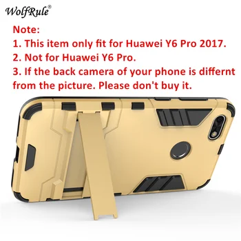 WolfRule Pentru a Acoperi Huawei Y6 Pro 2017 Caz Anti cioc Silicon si PC Stand Cazul în care Telefonul Pentru Huawei Y6 Pro 2017 Acoperi Coque 5