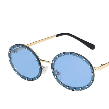 Femei ochelari de Soare Polarizat Cadru de Epocă Galsses Designer de Ochelari Retro Rotund Oglindă Oculos Metal Fierbinte Gafas Steampunk MWJ3458