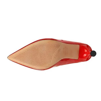 2019 Fierbinte Vinde Clasic Femei Pantofi pantofi roșii femeie partid negru plus dimensiune tocuri Ascuțite Superficial gura de piele de Brevet Unic de pantofi