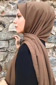 Femei De Moda Musulmană Eșarfe Șal Hijab Turcia Bumbac Șal Imprimate Casual Cu Model 2020-2021 Culoare De Ciocolată Medina Șal De Mătase