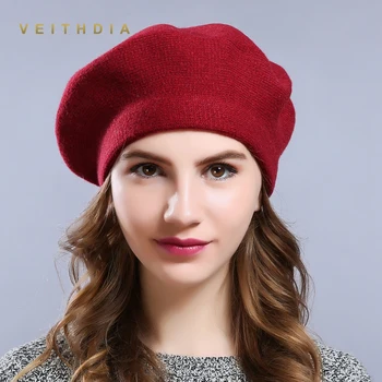 VEITHDIA Pălărie de Iarnă Berete 2019 Noi Lână Cașmir Femei Calde de Brand Casual, de Înaltă Calitate Femei Vogue Pălării Tricotate Pentru Fete Capac