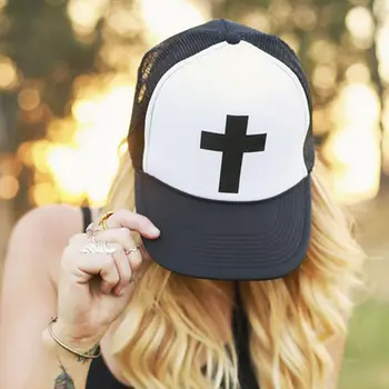 2018 new Cross Scrisori de Imprimare Sapca Trucker Hat Pentru Femei Barbati Unisex Plasă Reglabil Dimensiune Picătură Navă Alb 7779
