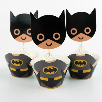 24pc/set Desene animate Bat băiat de Hârtie Ambalaje Cupcake și Toppers pentru copil Ziua de nastere Fata de Partid Decor Cakecup Ponturi Toppers