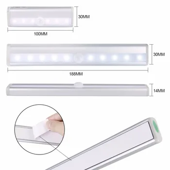 Senzor de mișcare Cabinet CONDUS de Lumină 10leds LED Lumina de Noapte LED Wireless bar de lumina Lampa Cu Detector de Miscare IR Pentru Cabinet Bibliotecă