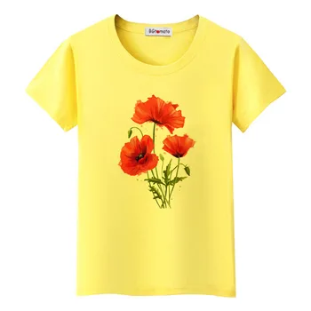 BGtomato Frumoase Flori Rosii T-shirt pentru Femei New Sosire Design Clasic, Tricouri cu maneca scurta moale Topuri casual minunat Tees