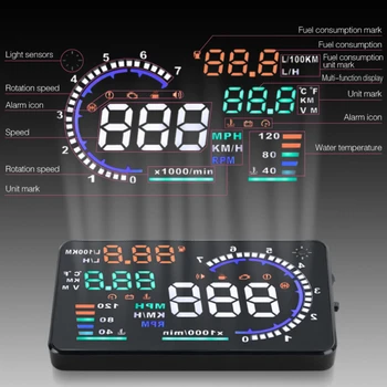 Head Up Display LED Parbriz A8 5.5 inch HUD OBD2 de Afișare HUD Pentru Masina Vitezometru Digital Parbriz Proiector Depășirea vitezei de Alarmă