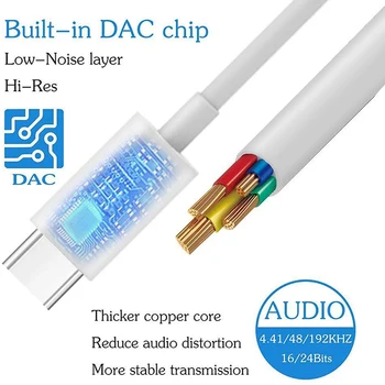 USB de Tip C pentru Căști de 3,5 mm Jack Adaptor de 3,5 AUX USB-C pentru Aux Audio Dongle Cablu Cablu Hi-Res DAC Pentru Google Pixel 4 3 2 XL
