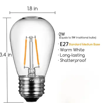 10buc S14 2W 4W LED Edison Becuri E27 Impermeabil Vintage LED Filament de Bec pentru Exterior Comerciale Șir de Înlocuire Lumina