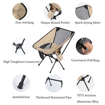 Ușor Pentru Pescuit Pliante Camping Scaun, Portabil Compact pentru Tabără în aer liber, de Călătorie, Picnic, Festival, Drumeții, Backpacking