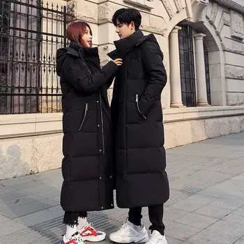 Iarna de sex masculin sacou nou 2020 versiunea coreeană de cuplu poarte sacou din bumbac foarte lung de bărbați haine groase slim plus dimensiune sacou