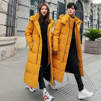 Iarna de sex masculin sacou nou 2020 versiunea coreeană de cuplu poarte sacou din bumbac foarte lung de bărbați haine groase slim plus dimensiune sacou