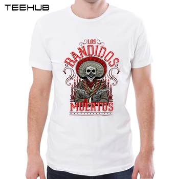 TEEHUB Stil Vintage pentru Bărbați T-Shirt cu Maneci Scurte Hipster Topuri Los Bandidos Muertos Tipărite Bărbați Geek Tricouri
