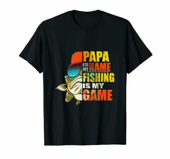 Papa Este Numele Meu de Pescuit Este Jocul Meu Tații Zi, Amuzant, Vintage Tricou Negru S-3Xl Tricou Vintage