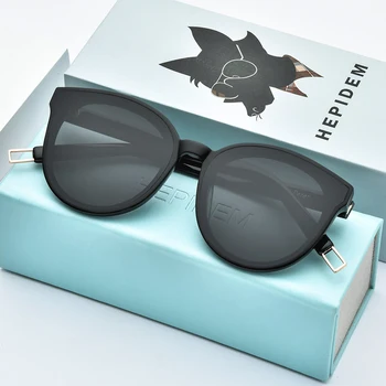 HEPIDEM Noi Acetat Rotund ochelari de Soare Barbati Blând de Brand Designer de Ochelari de Soare pentru Femei Oglindă UV400 gm Petru cel Negru