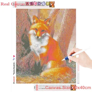 HUACAN 5D Diamant Pictura Ecran Complet Fox Animal Diamant Broderie Plină Piața cruciulițe Pietre Decor Acasă Cadou