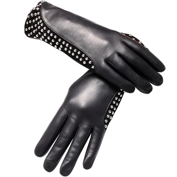 Din Piele mănuși stil Punk mănuși de Moda de sex feminin mănuși din piele mănuși de cald iarna stil Popular mănuși de femei nit desig