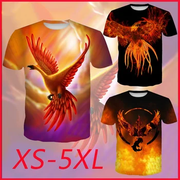 Vara Barbati Casual 3D Imprimate Foc Phoenix&bird Tricou Unisex Mâneci Scurte Topuri tricouri
