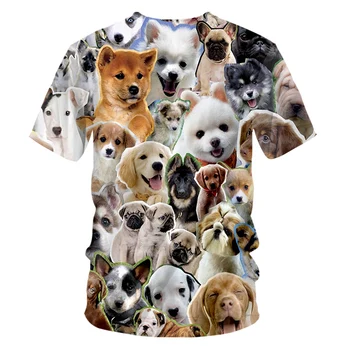 CJLM Nou Drăguț Tricouri Unisex Toate Peste Imprimare Animale Câini Grafic 3d T-shirt Harajuku Om Hip-Hop, Punk Fitness Casual Tricouri
