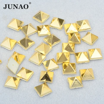 JUNAO 8mm Culoare de Aur Piramida Știfturi, Piroane Pătrat de Plastic Punk Nituri Decorative Adeziv Pe Capse Nituri pentru Haine din Piele Ambarcațiuni