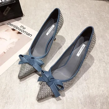 Femei Drăguț Albastru Birou Confortabil Pantofi cu Toc de moda Doamnă Dulce de Primăvară de Alunecare Pe Toc Pompe Mujer Tacones Altos E273