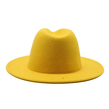 2020 Nou Galben Mozaic Violet Lână Simțit Jazz Pălării Fedora cu Catarama Bărbați Femei Margine Largă Panama Cowboy Pălărie Trilby L/XL