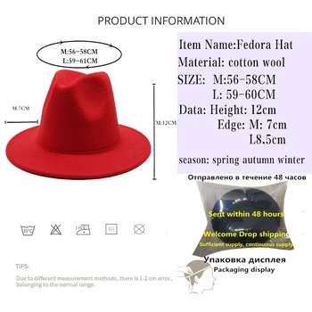 2020 Nou Galben Mozaic Violet Lână Simțit Jazz Pălării Fedora cu Catarama Bărbați Femei Margine Largă Panama Cowboy Pălărie Trilby L/XL