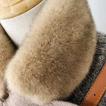 Nou Design de Brand de Iarnă Tricotate Eșarfă Cald Foulard Femme Faux Blana Guler Solidă Gât Eșarfe pentru Femei Folie