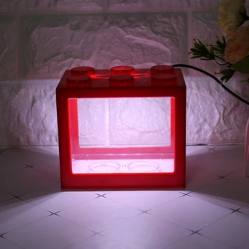 USB Mini-Acvariu Rezervor de Pește Cu Lampă cu LED-uri Lumina de Pește Betta Lupta Cilindru Formă de Mini Decor interior