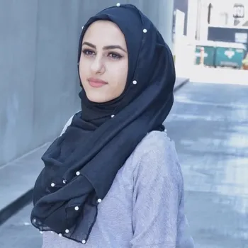 2019 NOI monofazate voile vălului musulman ștrasuri din mărgele eșarfă hijabs turan eșarfe cu perle doamnelor șaluri și headwrap musulmani