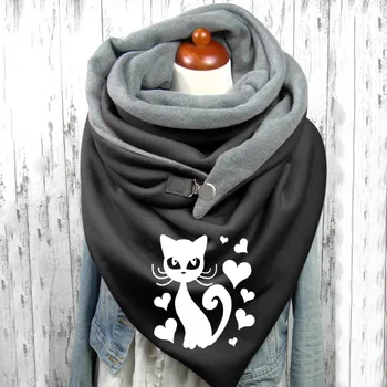 Femei Drăguț Pisică Imprimare Eșarfă Hijabs 2021 Doamna de Moda Retro Feminin Multi-scop Șal Butonul Eșarfă Împachetări Foulard Femme Bufand