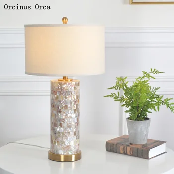 American lux alb shell lampă de birou de studiu dormitor lampă de noptieră romantic simplu decorativă cu LED-uri lampa de birou