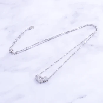 Strat dublu de Dragoste Inima Zircon Colier Argint 925 Coliere Pentru Femei Lanț de Argint Pandantive Moda Bijuterii Cadou