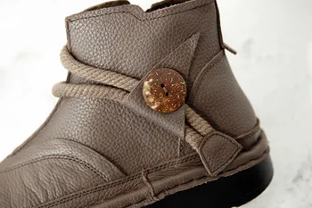 Single Boot Cizme Scurte, cu Capul Mare și cu Talpă Groasă Original Mână Cusute Casual mori Femeilor Vintage din Piele cizme,3color