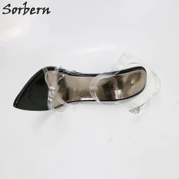 Sorbern Sexy 16Cm Metal Sandale cu Toc Pentru Femei Pantofi de Vara Legați în Cruce Pvc transparent Tocuri cui Personalizate Strălucitoare Pu Doamnelor Tocuri