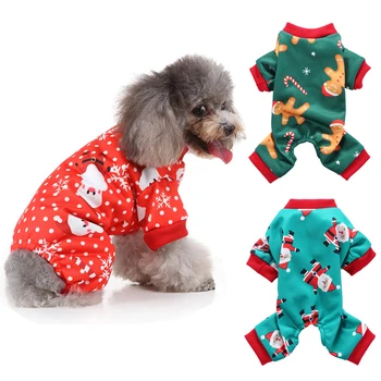 Drăguț Stanta Crăciun Xmas Haine pentru animale de Companie Câine Pijama Moale PIJAMALE de Crăciun petrecere a timpului Liber Salopete Salopeta Pentru Câini de Iarnă de Îmbrăcăminte Pentru Pisici