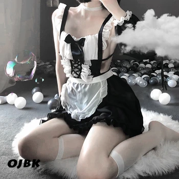 OJBK Lenjerie Sexy Cosplay Erotic Șorț Servitoare Japonez Sex Costum Babydoll Femei Dantelă fusta mini Tinuta Dulce Lolita Anime Dress