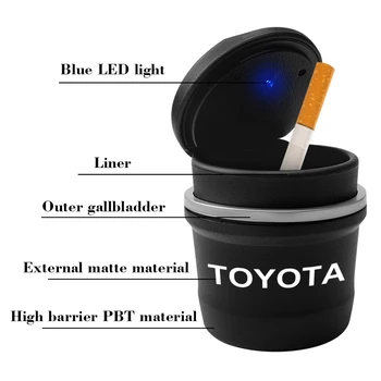 Scrumiera auto de Lumină LED-uri de Înaltă Temperatură Birou Fumul de Tigara Suport Pentru Toyota Camry, Corolla Rav4 FJ Croazieră Teren Yaris Prius
